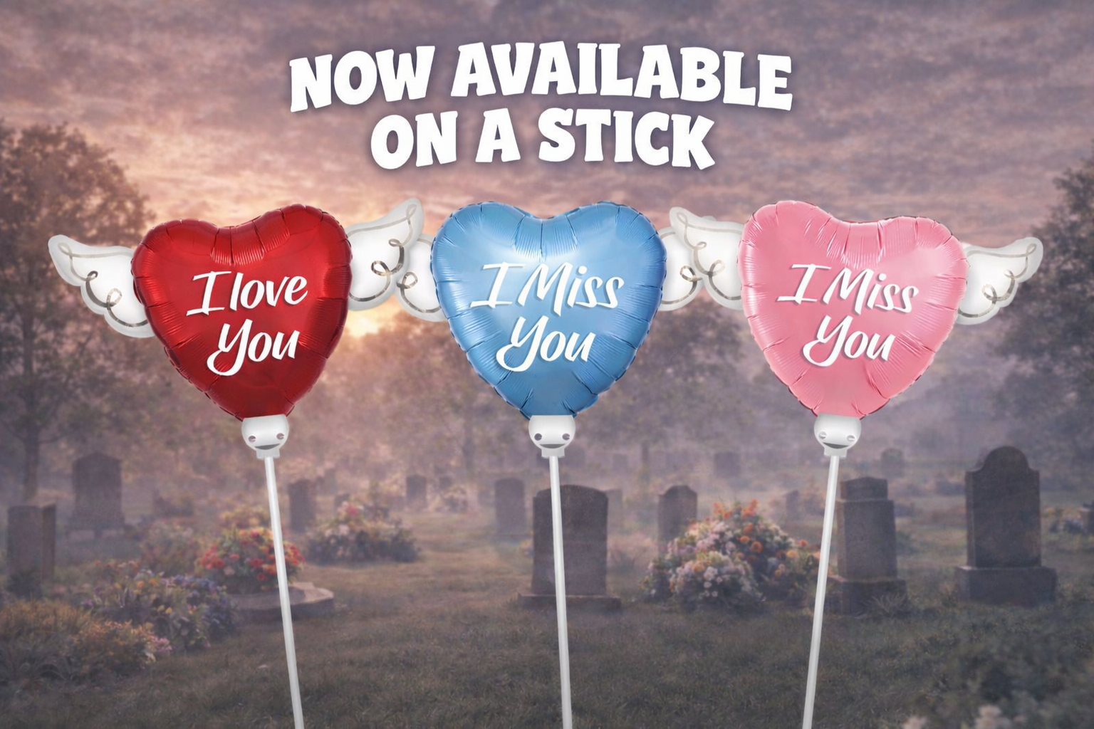 Memorial balloons on a stick now available at Heavenly Balloons