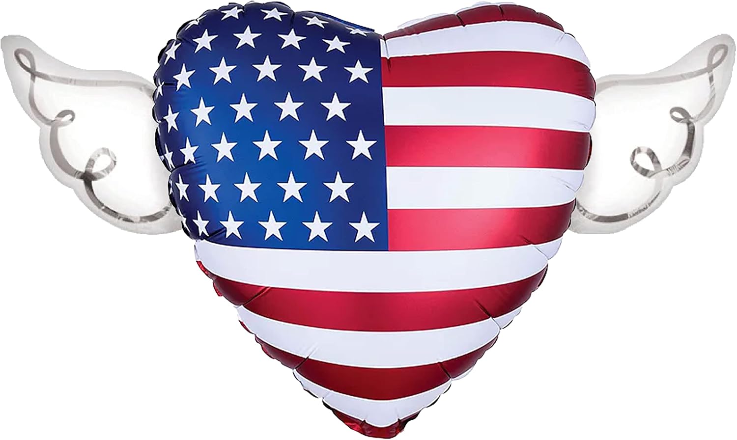 USA Flag Memorial Day Balloon Bundle – 17" Heart & 8" Stick | 4-Pack with Angel Wings