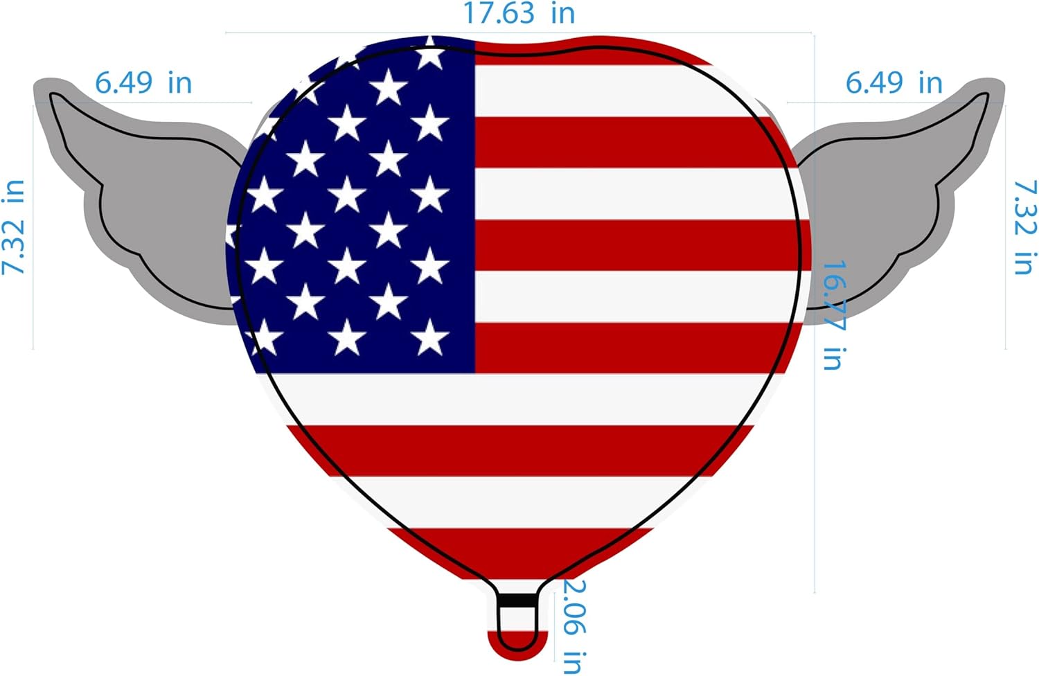 USA Flag Memorial Day Balloon Bundle – 17" Heart & 8" Stick | 4-Pack with Angel Wings