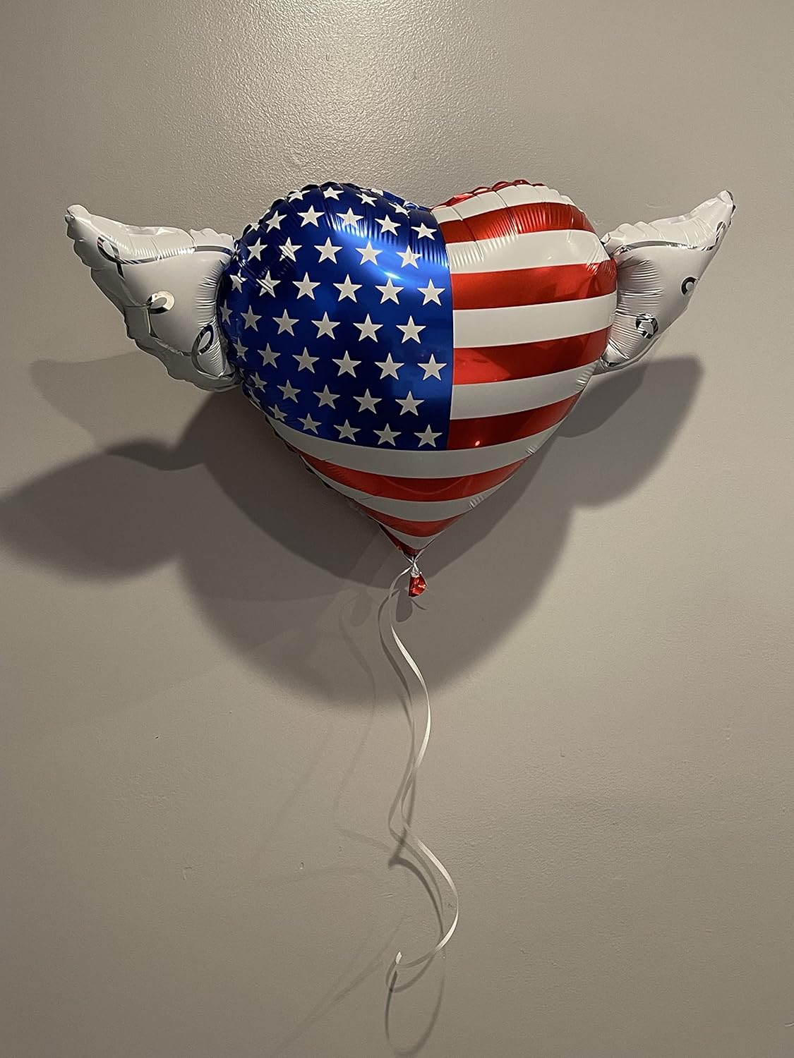 USA Flag Memorial Day Balloon Bundle – 17" Heart & 8" Stick | 4-Pack with Angel Wings