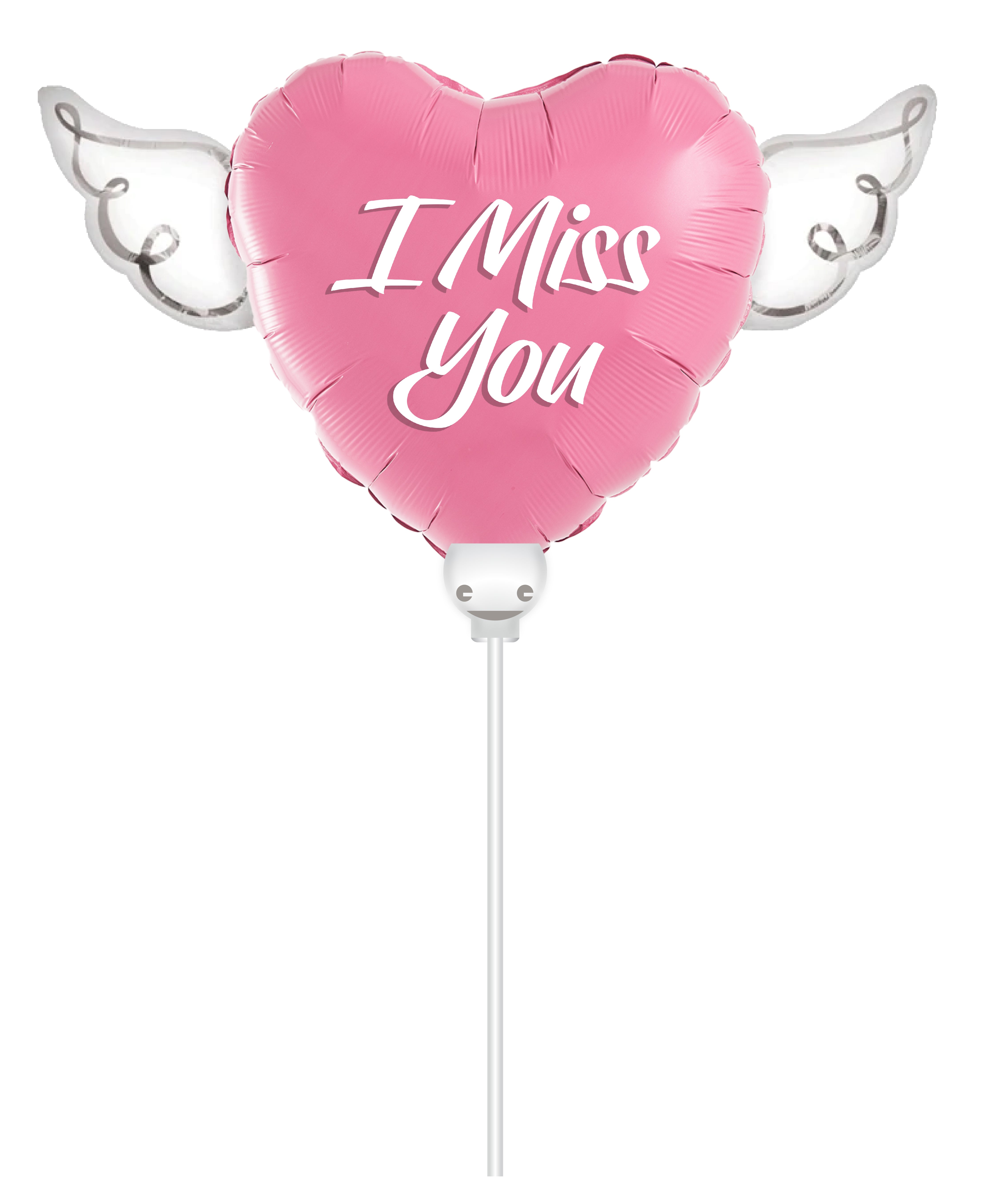 Inflated i Miss You Memorial Balloon on a Stick displayed on a wall – view 2