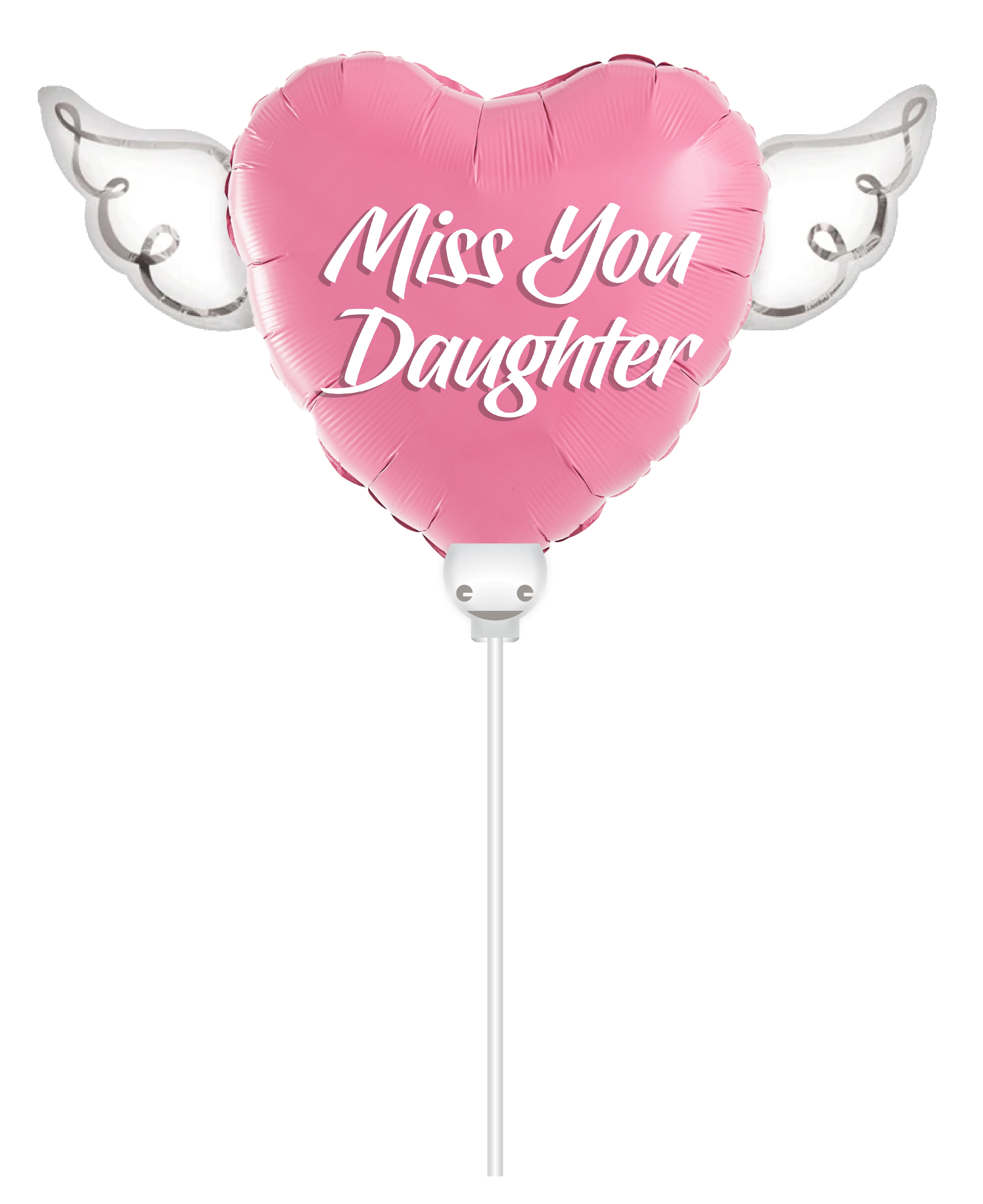 Heavenly Balloons on a stick Miss You Daughter balloon heart shaped with angel wings
