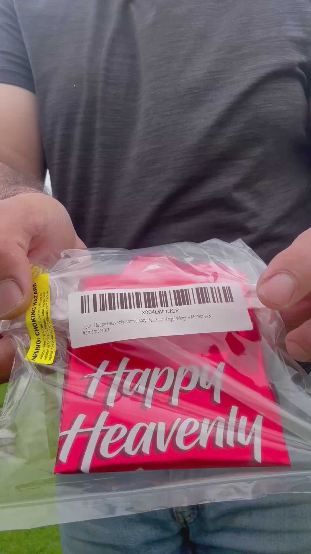 8" Happy Heavenly Anniversary balloon on a stick (video)