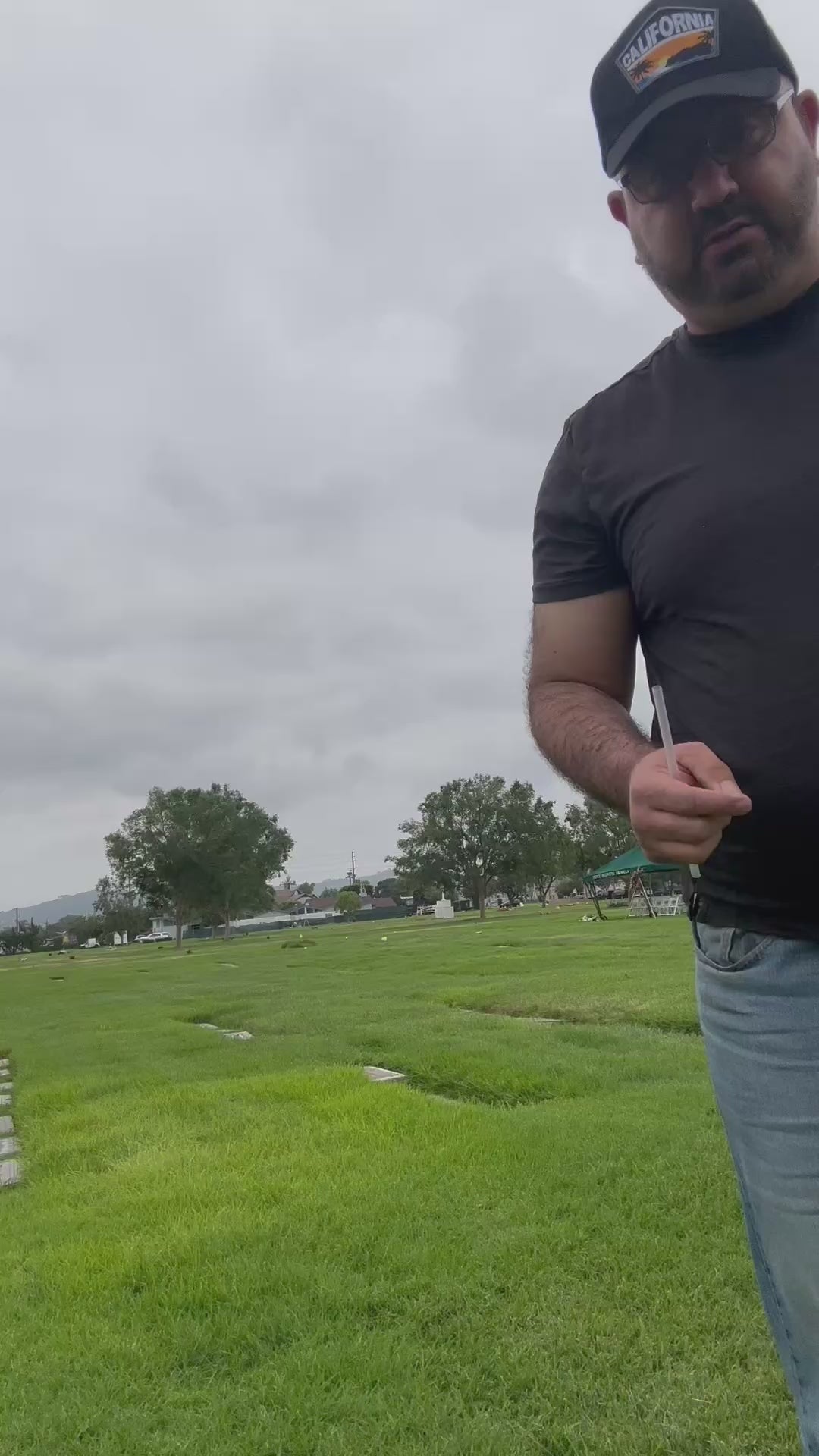 8" Blue MIss You Dad balloon on a stick (video)