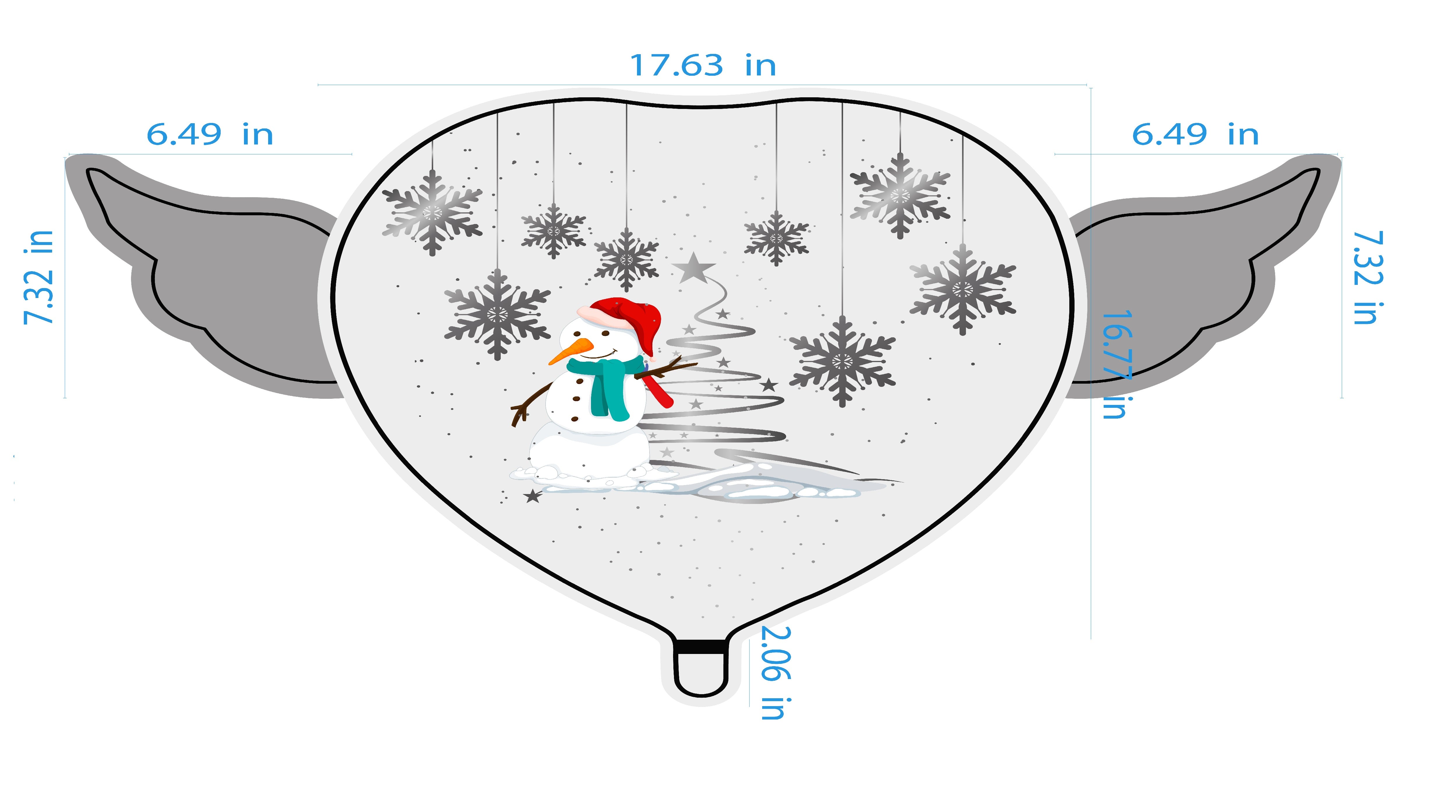 Christmas Snowman Memorial Balloon – size chart with measurements