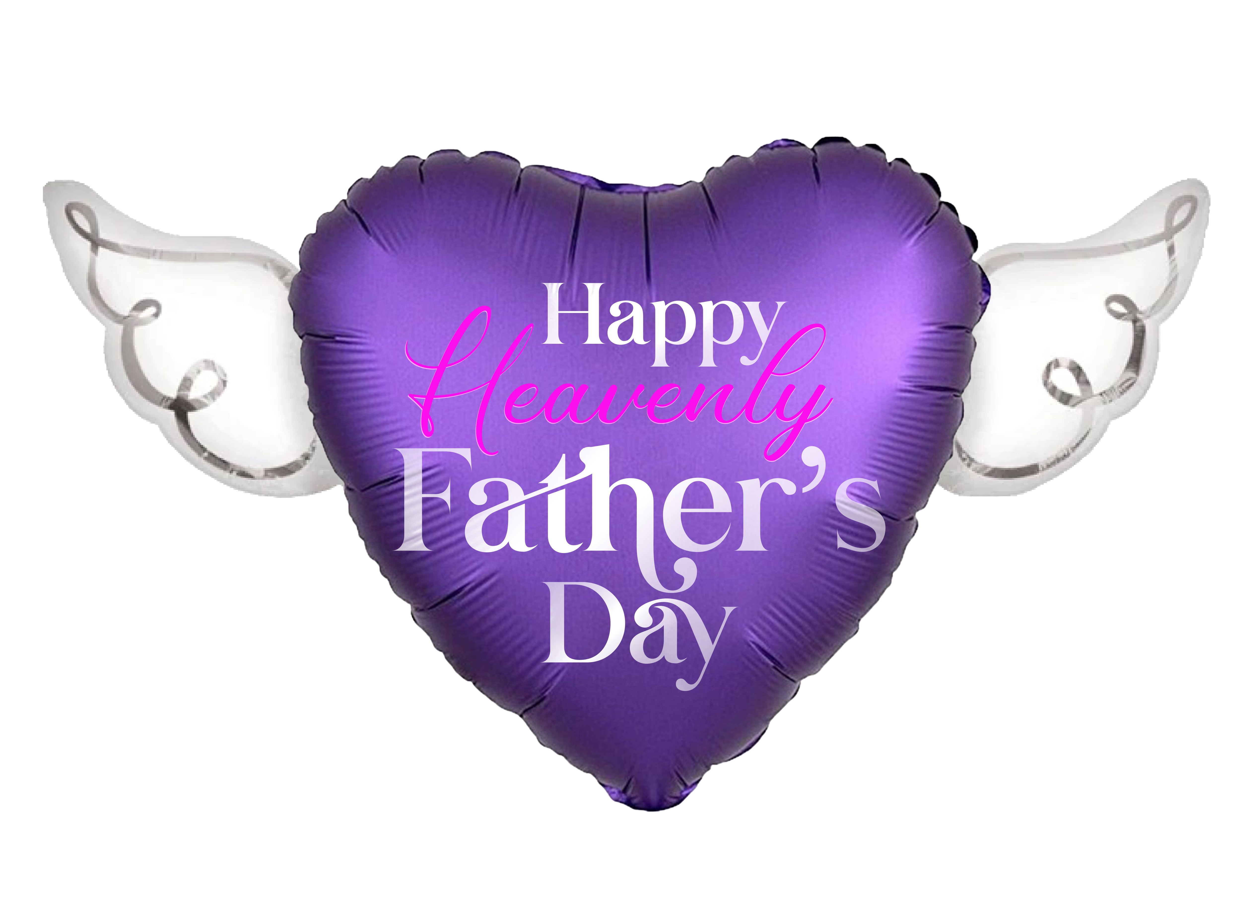 Happy Heavenly Father's Day Memorial Balloon – Heart Shaped with Angel Wings Graveside Tribute