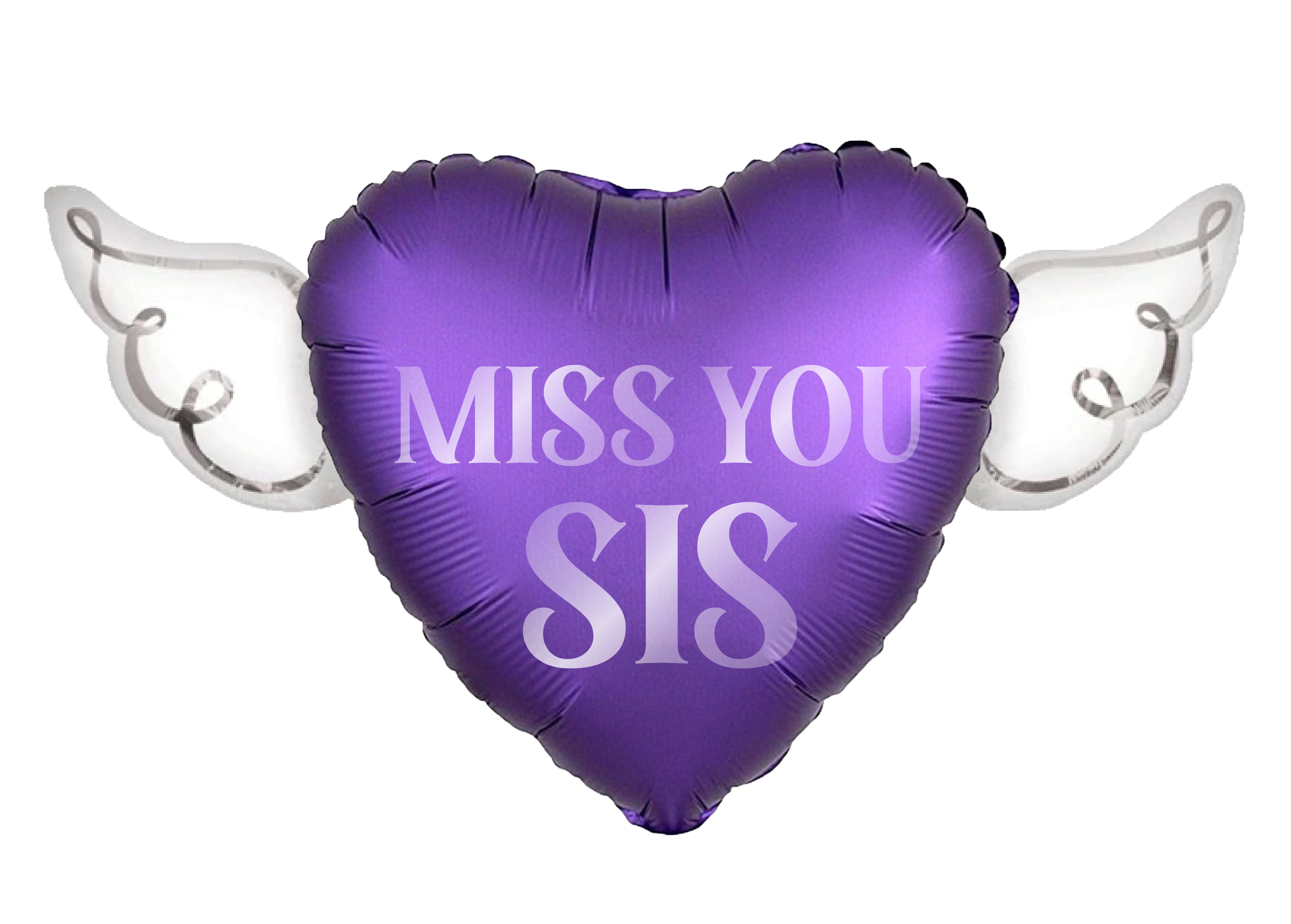 Miss You Sis Memorial Balloon with Angel Wings – Graveside Tribute for Sister
