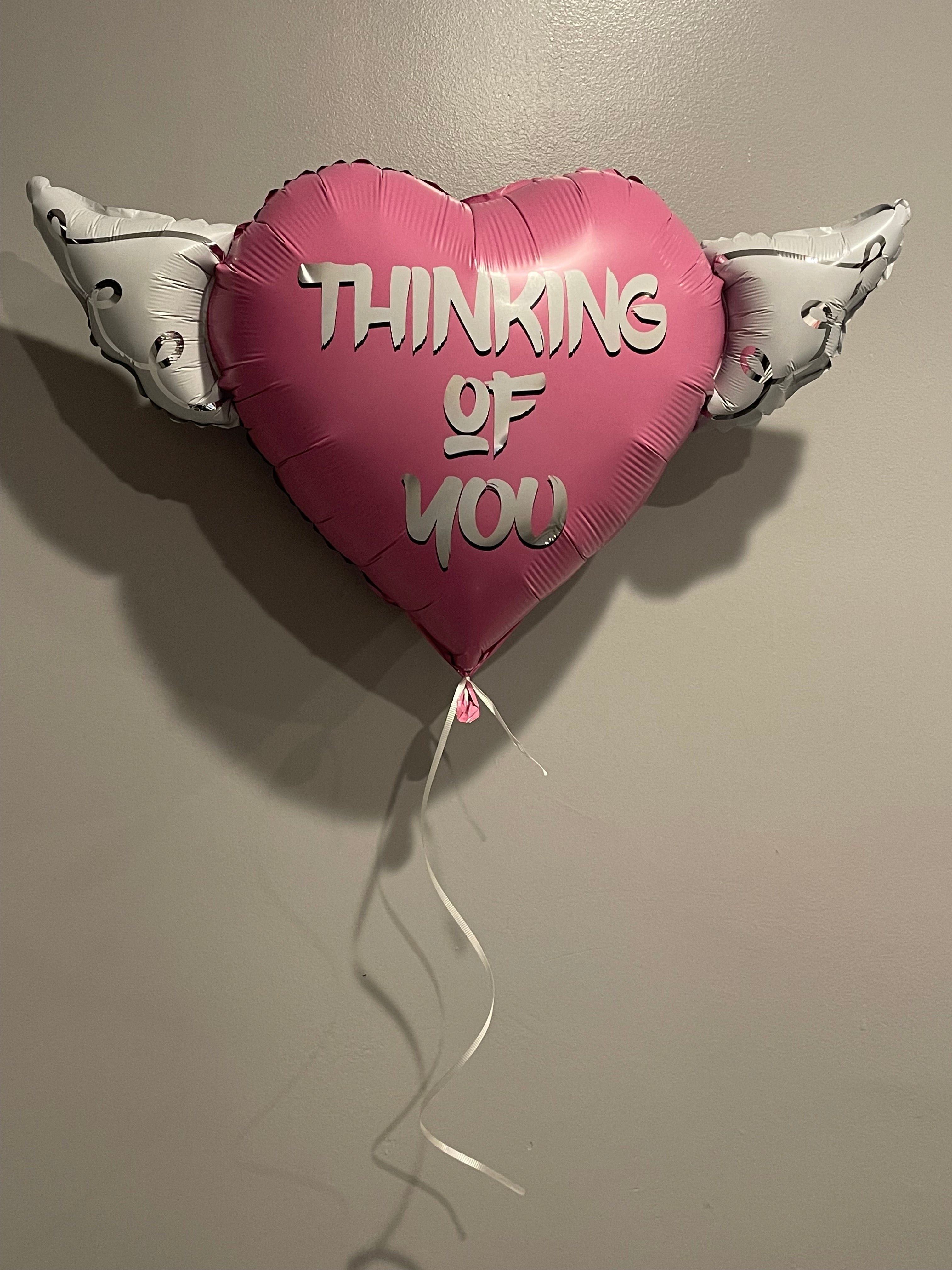 Thinking of You Heavenly Balloons ™ Heart Shaped with angel wings (Pink)