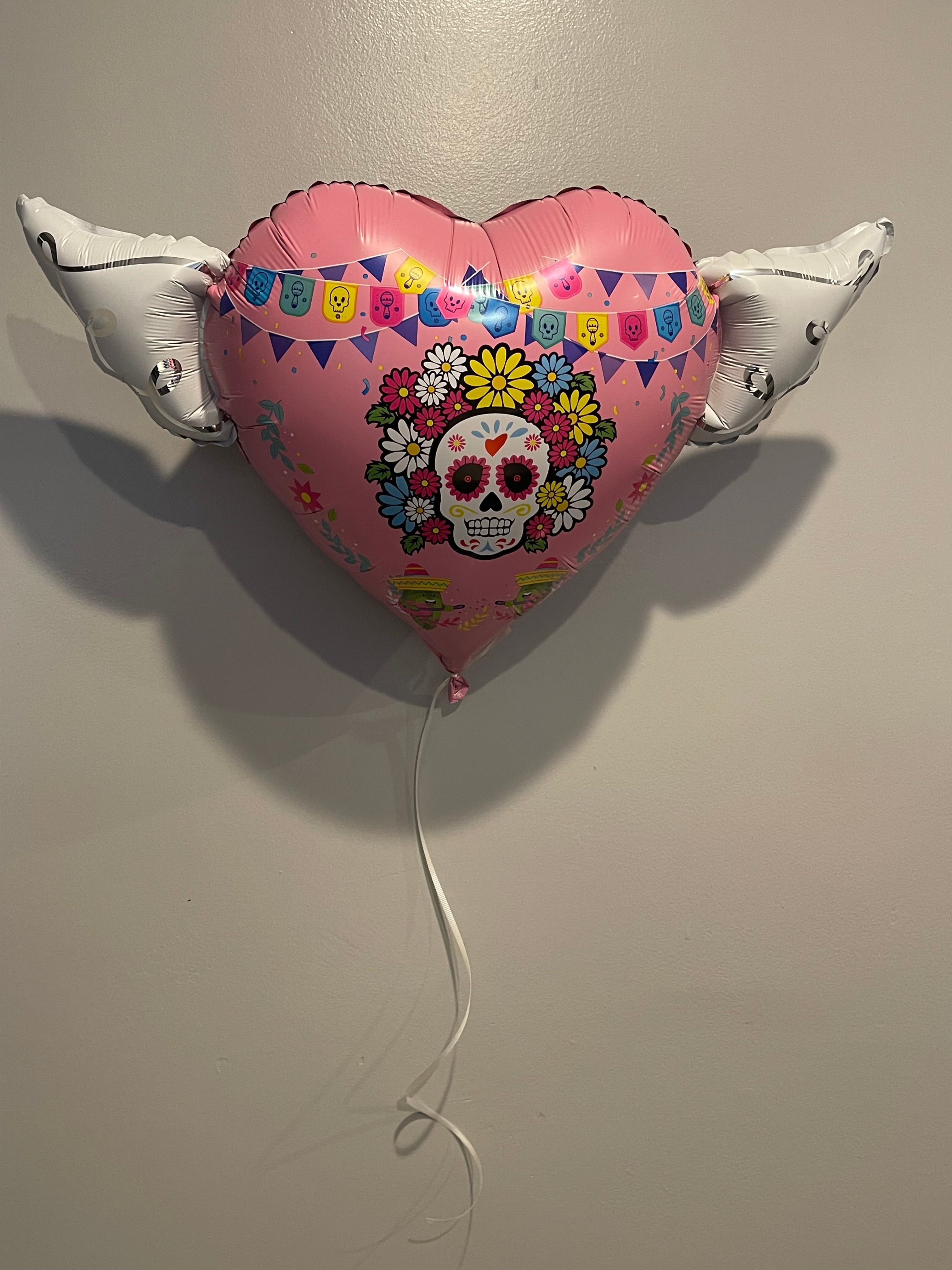 Halloween Day of the Dead Día de los Muertos Heavenly Balloons ™ Heart Shaped with angel wings (Pink)