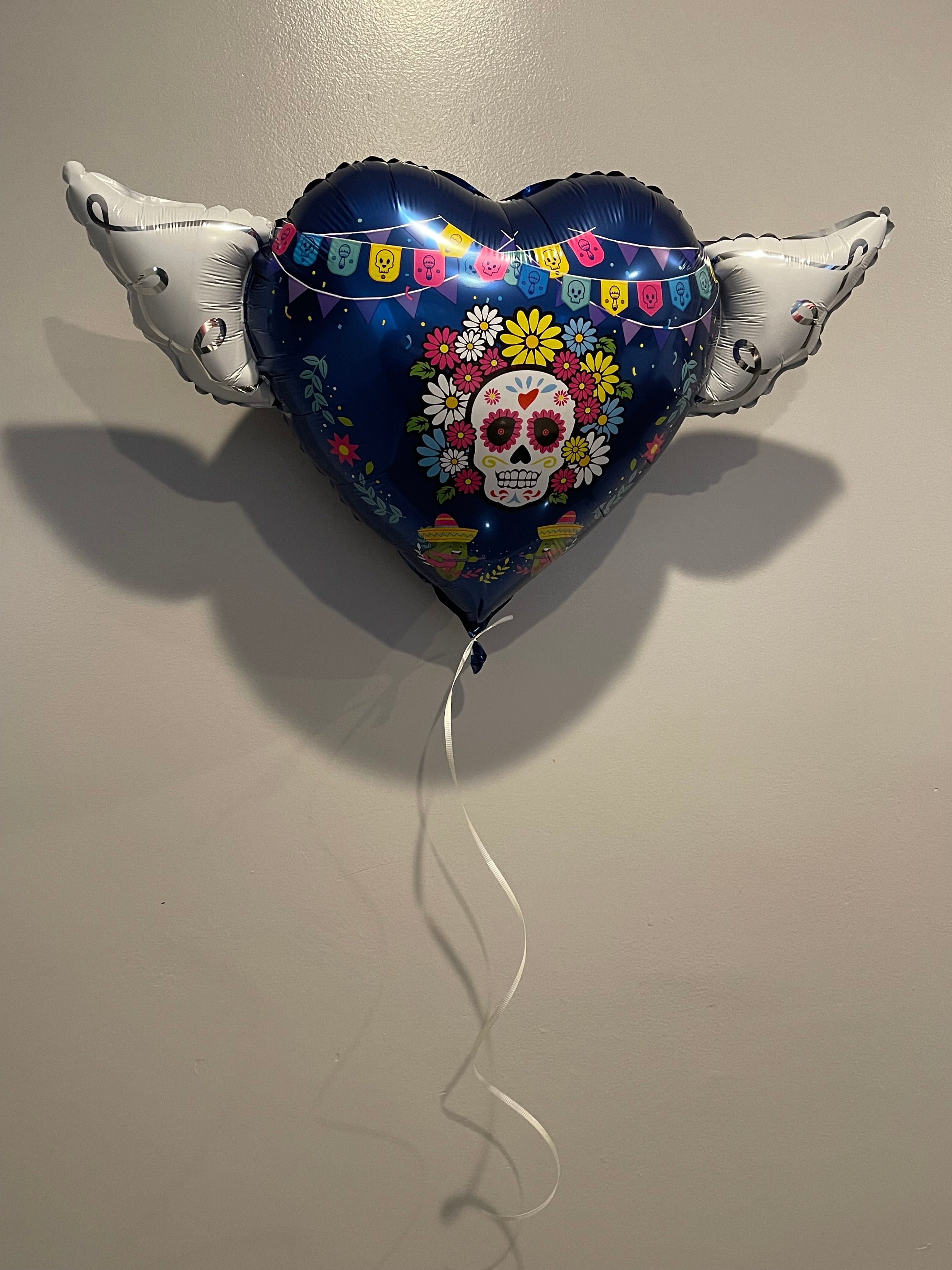 Halloween Day of the Dead Día de los Muertos Heavenly Balloons ™ Heart Shaped with angel wings (Dark Blue)