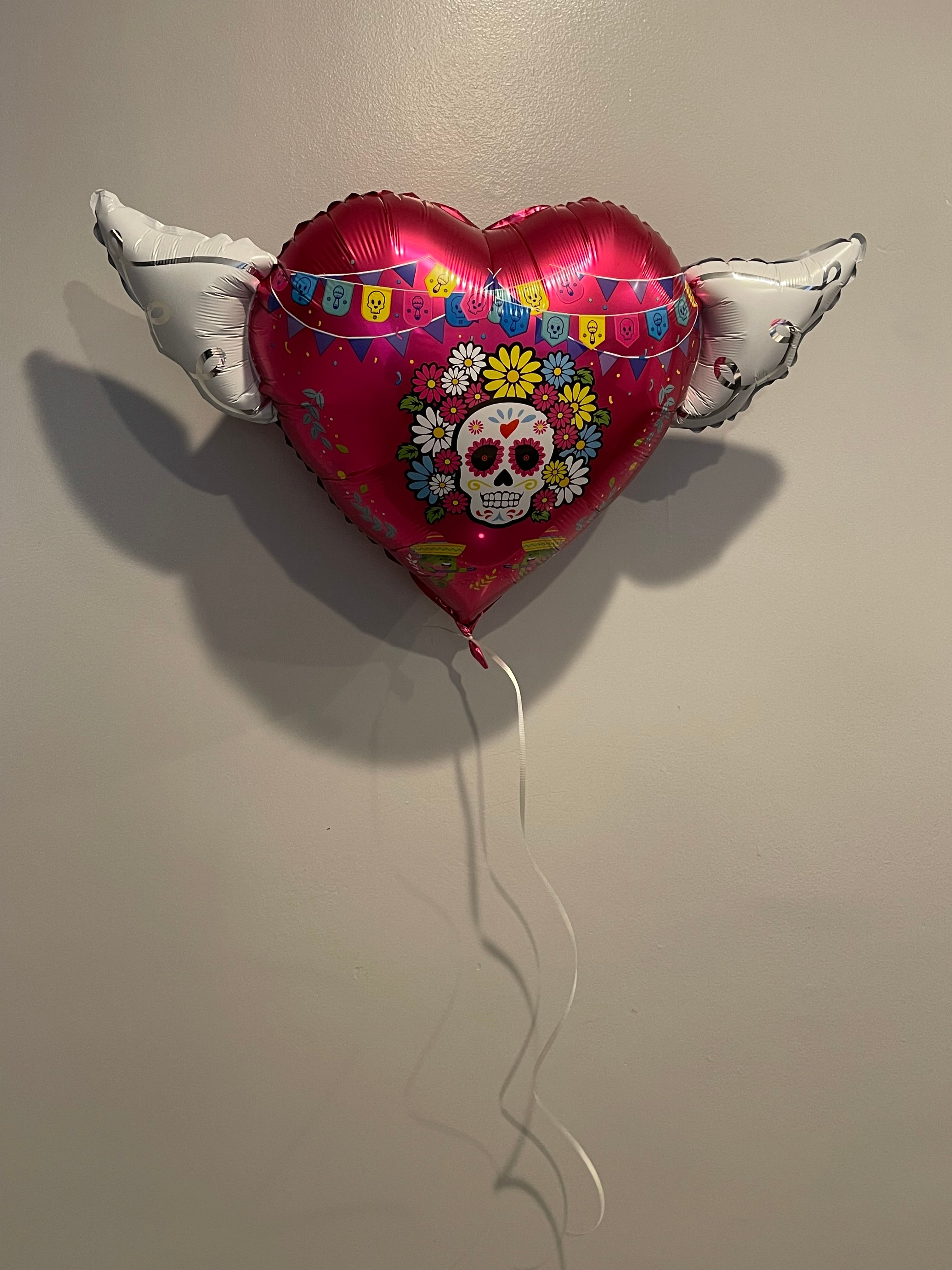 Halloween Day of the Dead Día de los Muertos Heavenly Balloons ™ Heart Shaped with angel wings (Velvet)