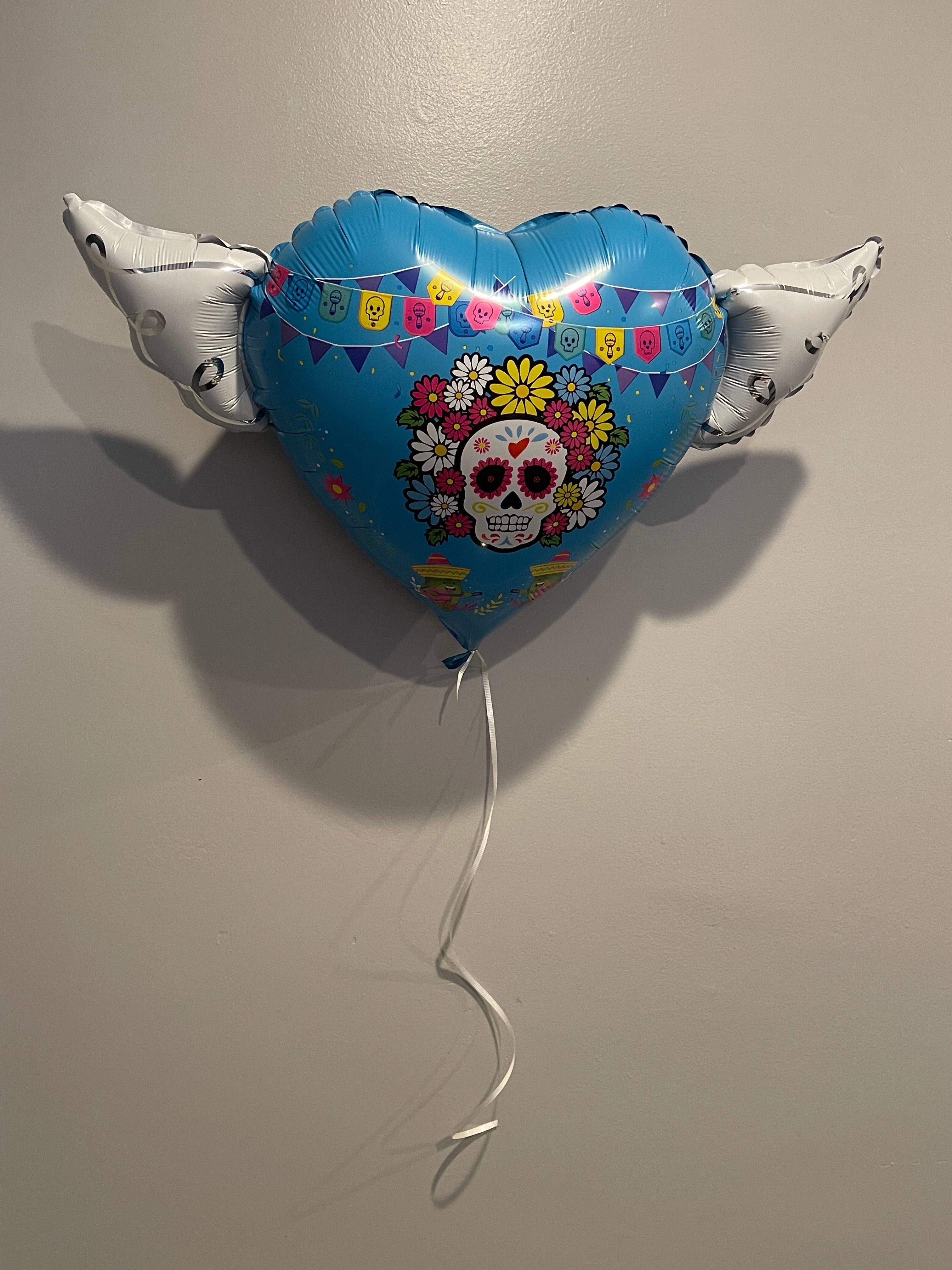 Halloween Day of the Dead Día de los Muertos Heavenly Balloons ™ Heart Shaped with angel wings (Light Blue)