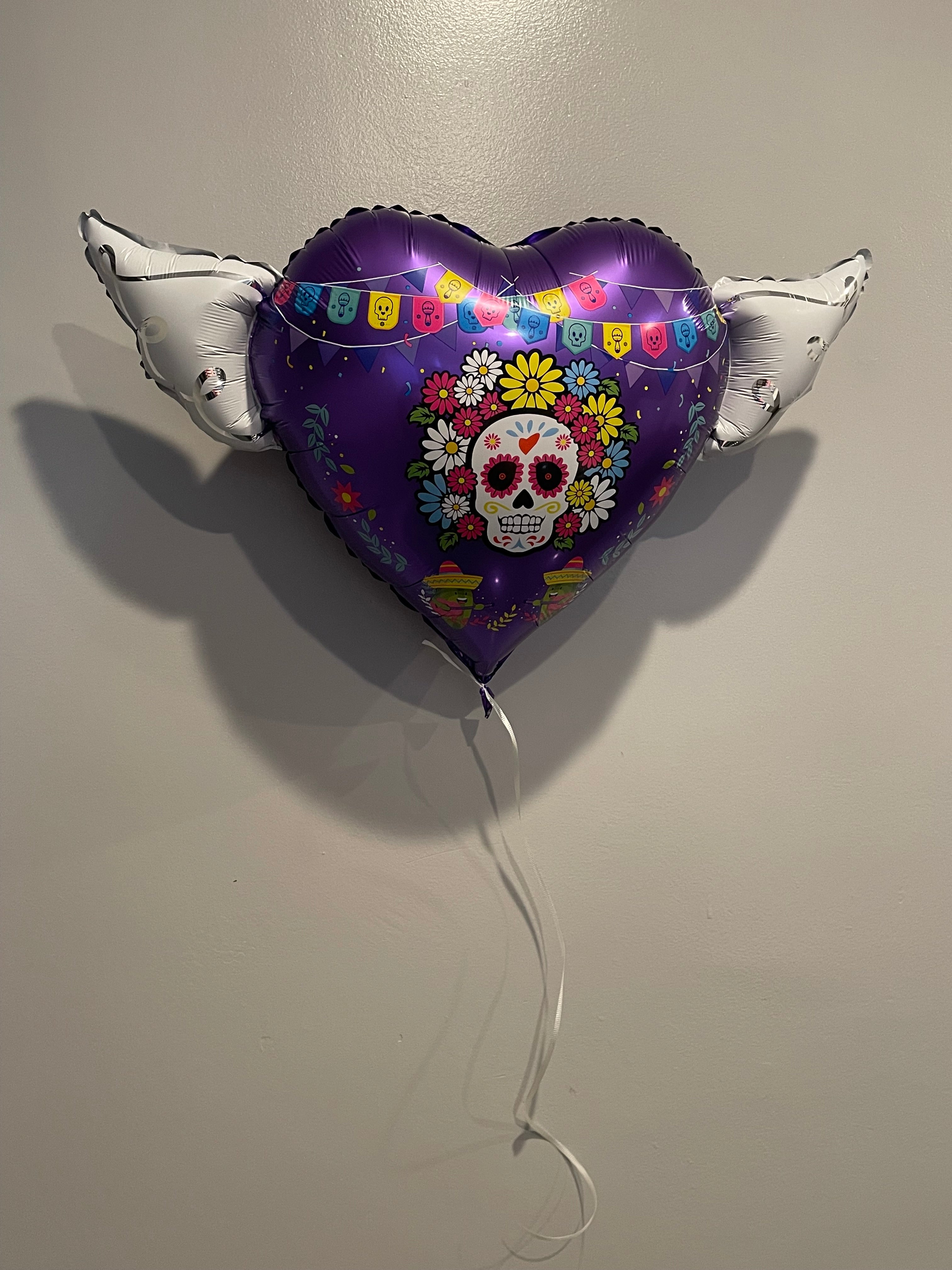 Halloween Day of the Dead Día de los Muertos Heavenly Balloons ™ Heart Shaped with angel wings (Purple)