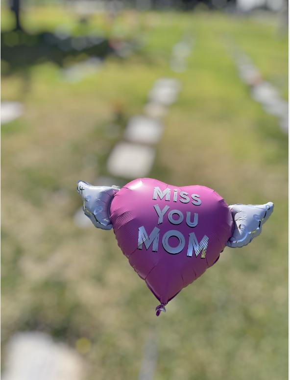 Miss You Mom Heavenly Balloons ™ Heart Shaped with angel wings (Pink)